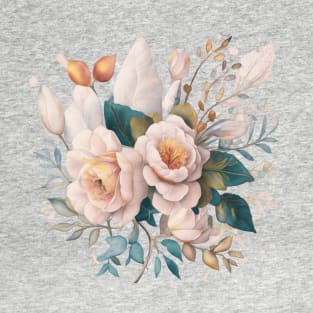 Watercolor Bouquet of Flowers in Vintage Style T-Shirt
